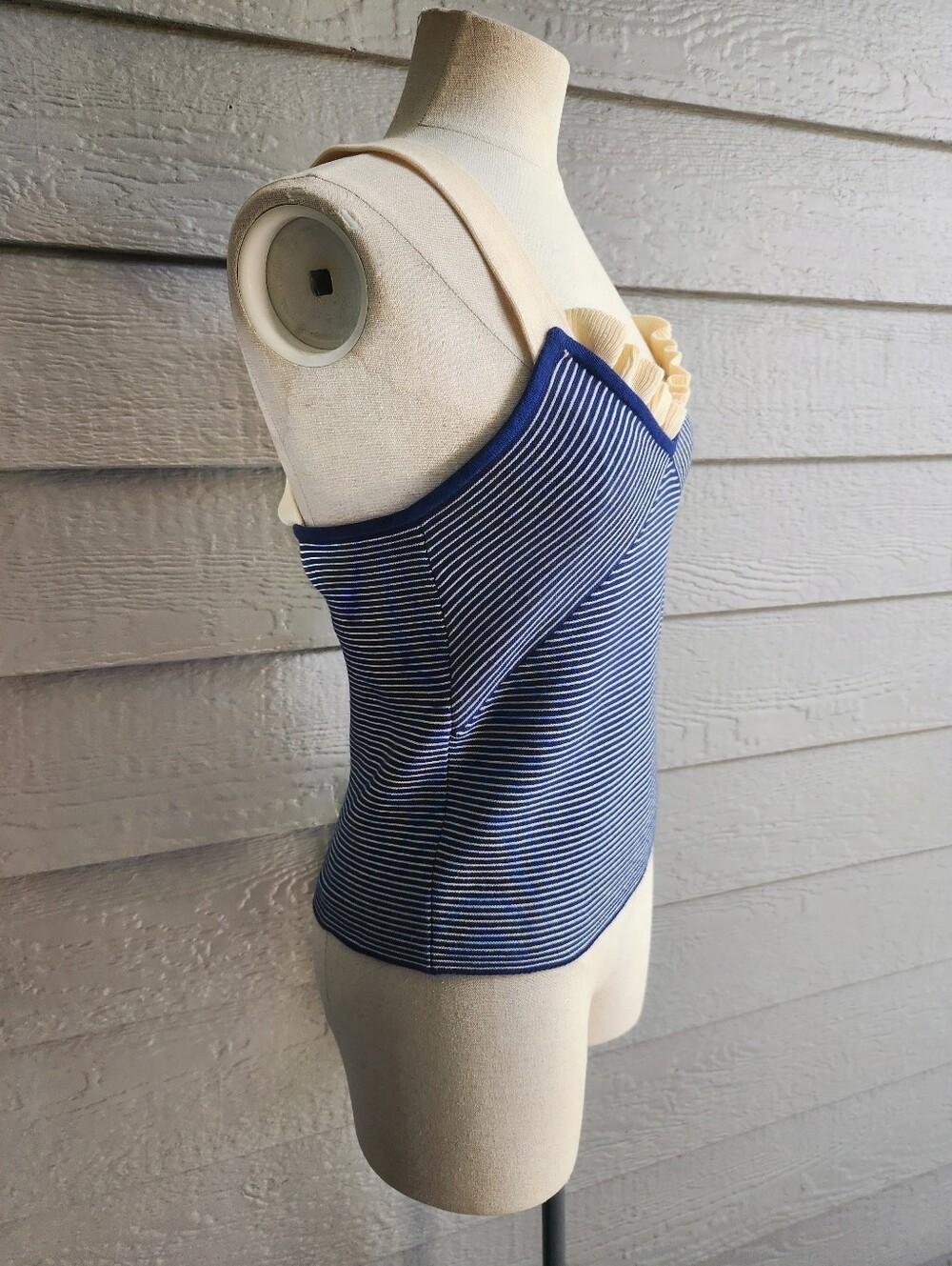 Sonia Rykiel Navy and Cream Striped Knit Tank Top - Picture 4 of 12